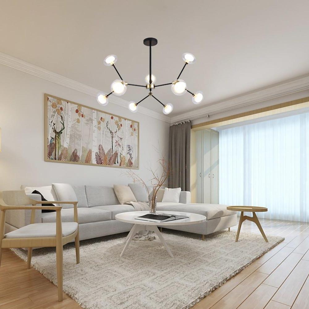 9-Light Glass LED Nordic Sputnik Chandelier – Modern Hanging Ceiling Light