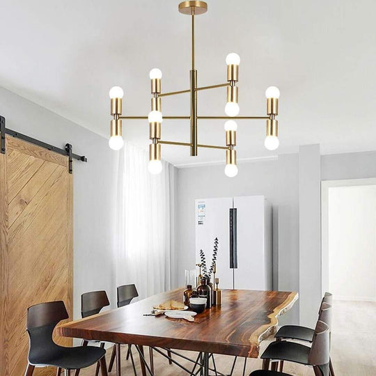 6 Lights LED Modern Gold Geometric Chandelier Hanging Lamp