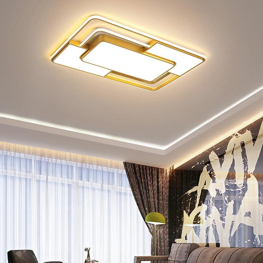 Square LED – Geometric Overlay Flush Mount Ceiling Light for Bedroom and Living Spaces