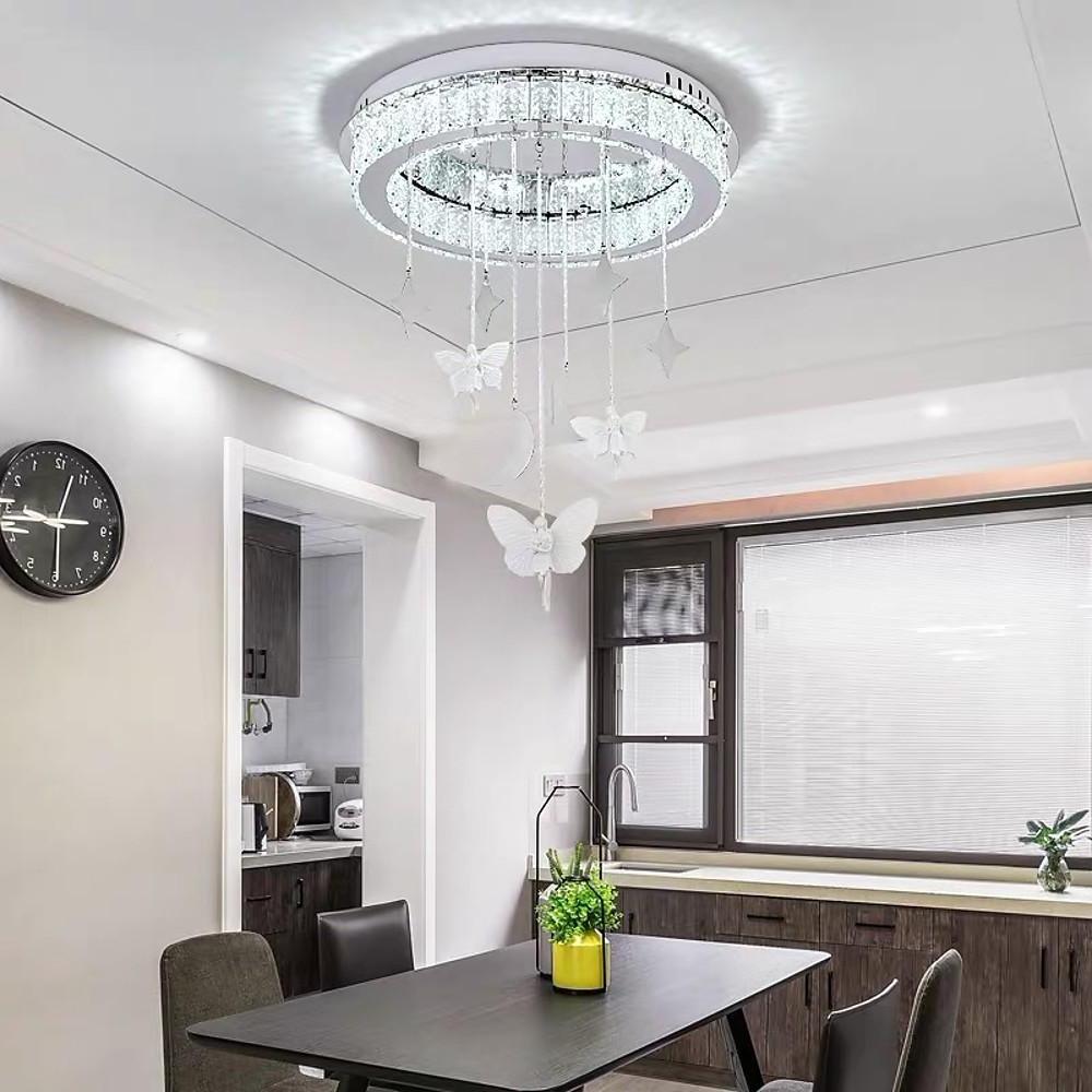 Circular Electroplated Metal Crystal LED Modern Chandelier