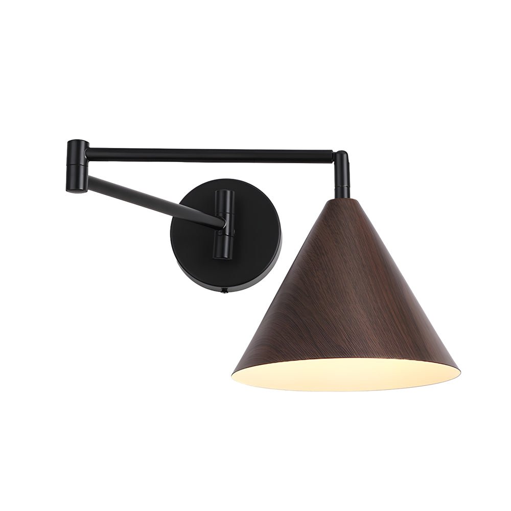 Cone Shaped Swing Arm Wall Sconces – 1-Light Wood Wall Mount Light