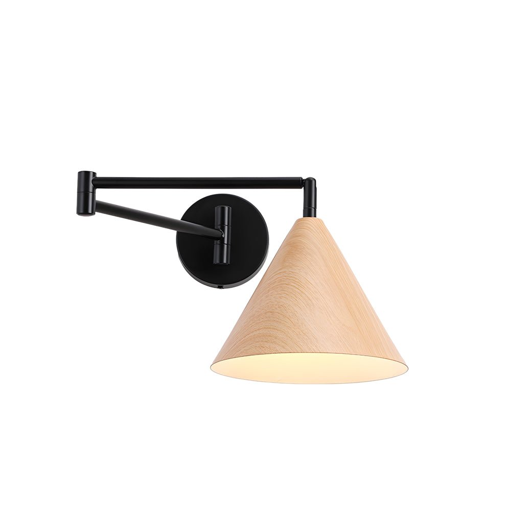 Cone Shaped Swing Arm Wall Sconces – 1-Light Wood Wall Mount Light