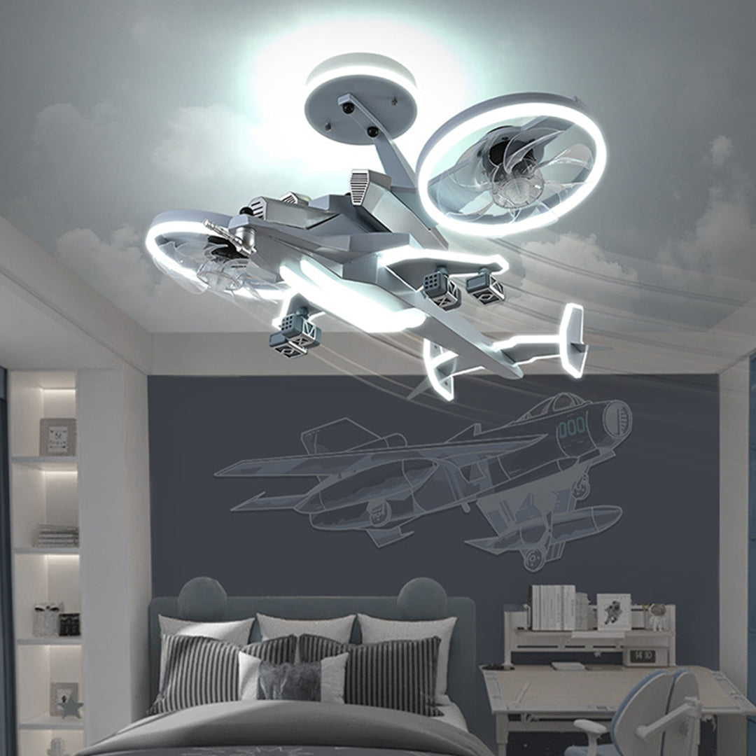 Fighter Jet Kids Ceiling Fan with Light – Full Spectrum LED & Remote Control