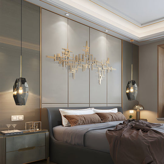 Copper Light Luxury Crystal Smoke Gray Post Modern Pendant Lights Fixture
