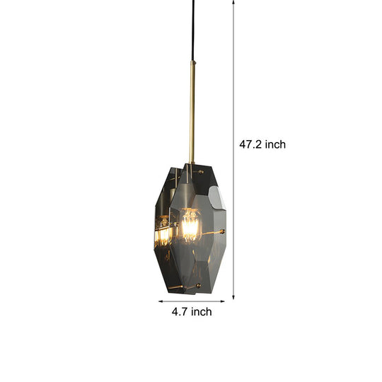 Copper Light Luxury Crystal Smoke Gray Post Modern Pendant Lights Fixture