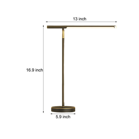 Brass LED Desk Lamp with Adjustable Angle and 3-Step Dimming