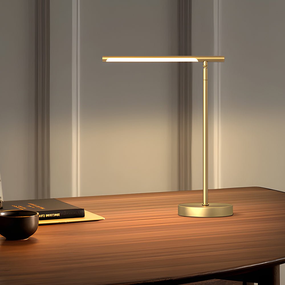 Brass LED Desk Lamp with Adjustable Angle and 3-Step Dimming