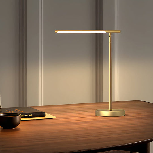 Brass LED Desk Lamp with Adjustable Angle and 3-Step Dimming