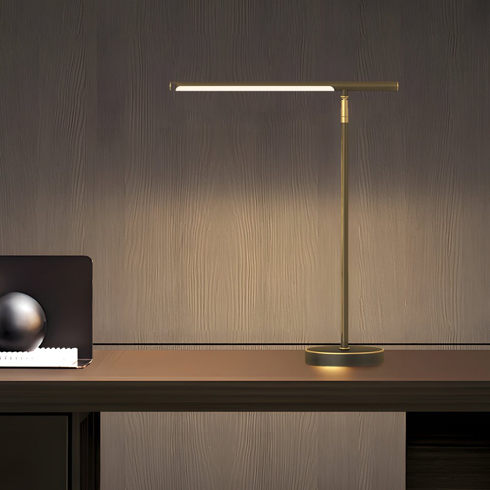 Brass LED Desk Lamp with Adjustable Angle and 3-Step Dimming