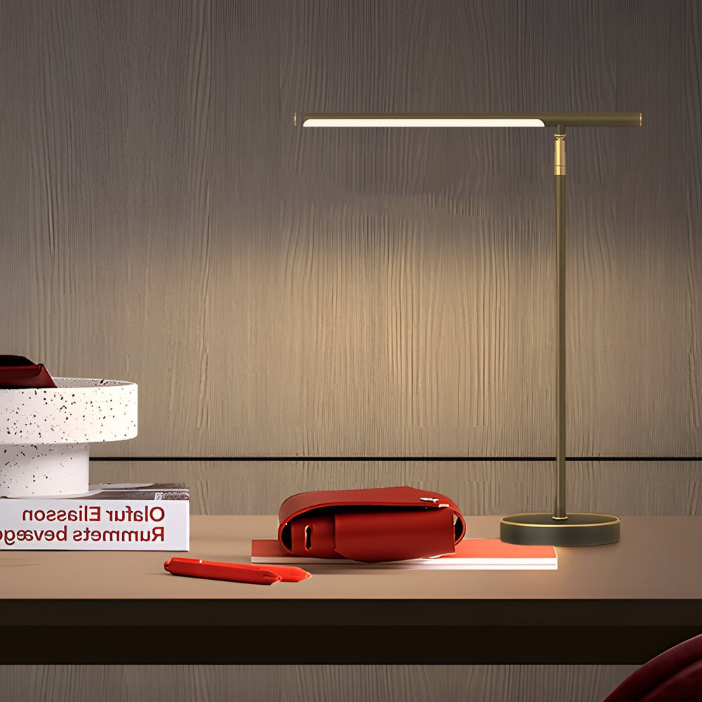 Brass LED Desk Lamp with Adjustable Angle and 3-Step Dimming