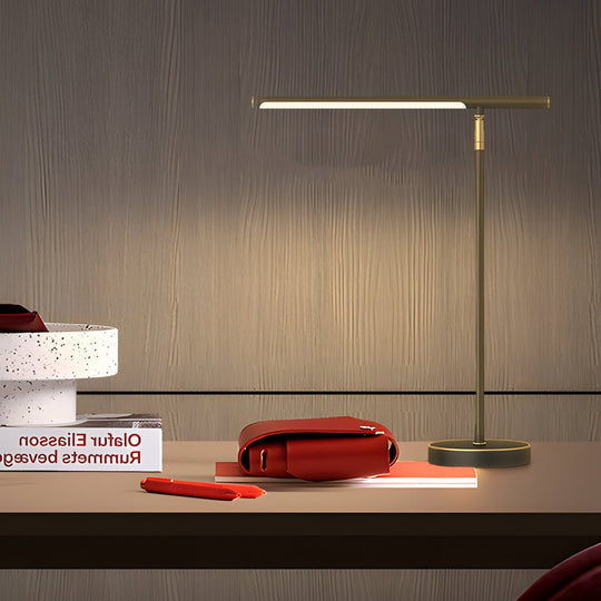 Brass LED Desk Lamp with Adjustable Angle and 3-Step Dimming