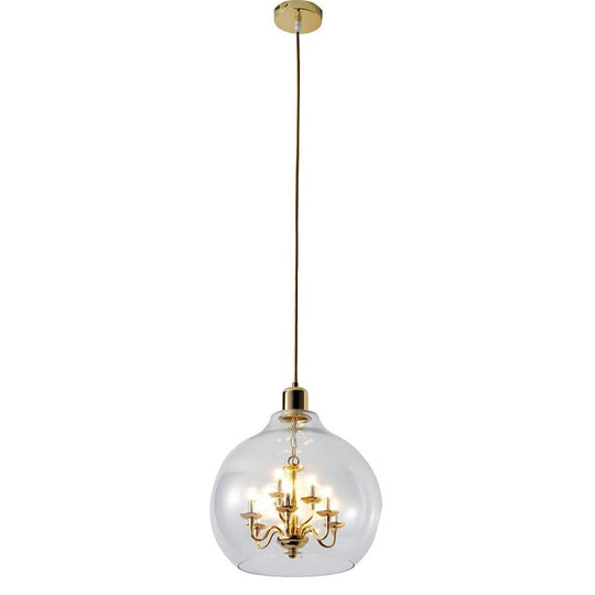 Glass Candelabra Globe Pendant Lighting with Interior 9 LED Light