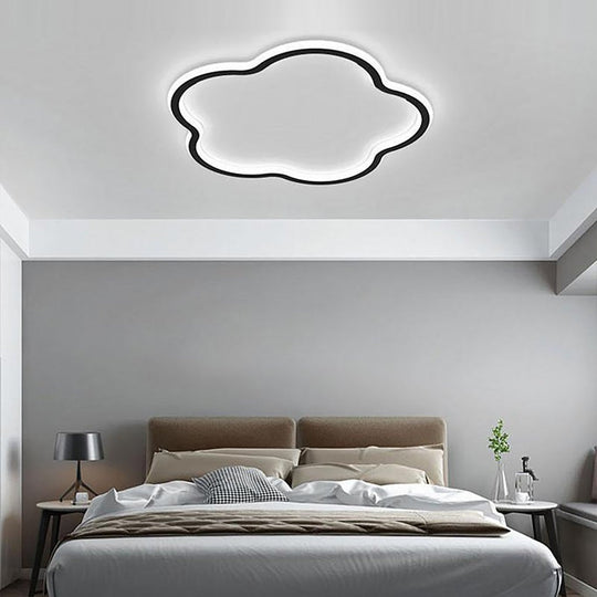 Cloud Shaped White & Black LED Flush Mount Ceiling Light – Modern Flower Design