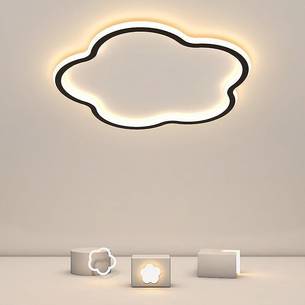 Cloud Shaped White & Black LED Flush Mount Ceiling Light – Modern Flower Design