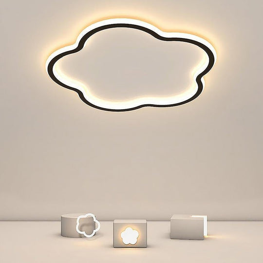 Cloud Shaped White & Black LED Flush Mount Ceiling Light – Modern Flower Design
