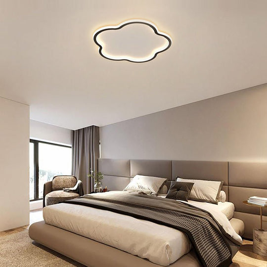 Cloud Shaped White & Black LED Flush Mount Ceiling Light – Modern Flower Design