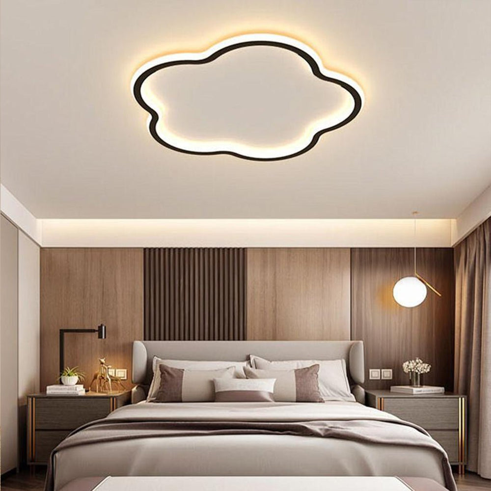 Cloud Shaped White & Black LED Flush Mount Ceiling Light – Modern Flower Design