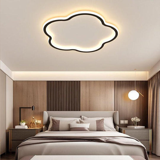 Cloud Shaped White & Black LED Flush Mount Ceiling Light – Modern Flower Design