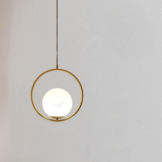 Opal Glass Ball Ring Pendant Light
