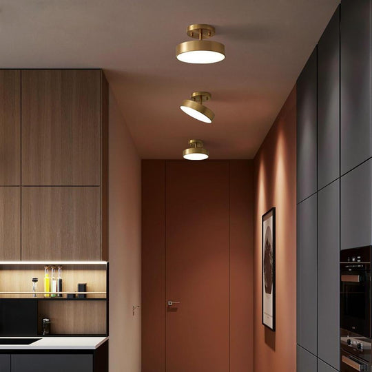 Circular Electroplated Copper LED Nordic Adjustable Ceiling Light