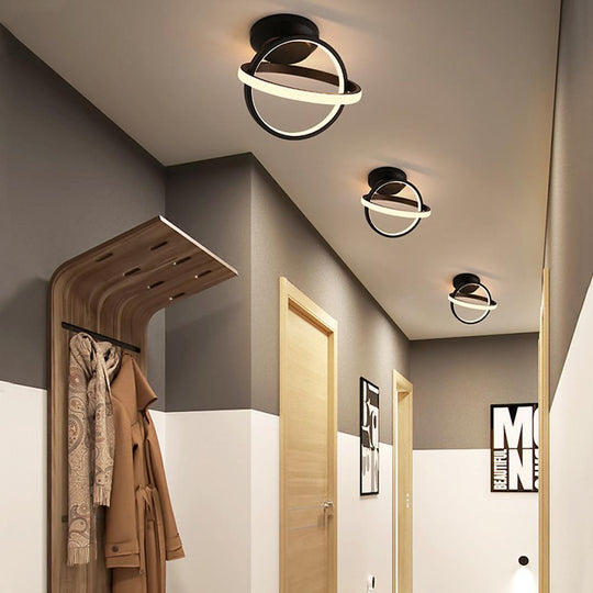 Creative Circles LED Black Modern Ceiling Light Flush Mount Lighting