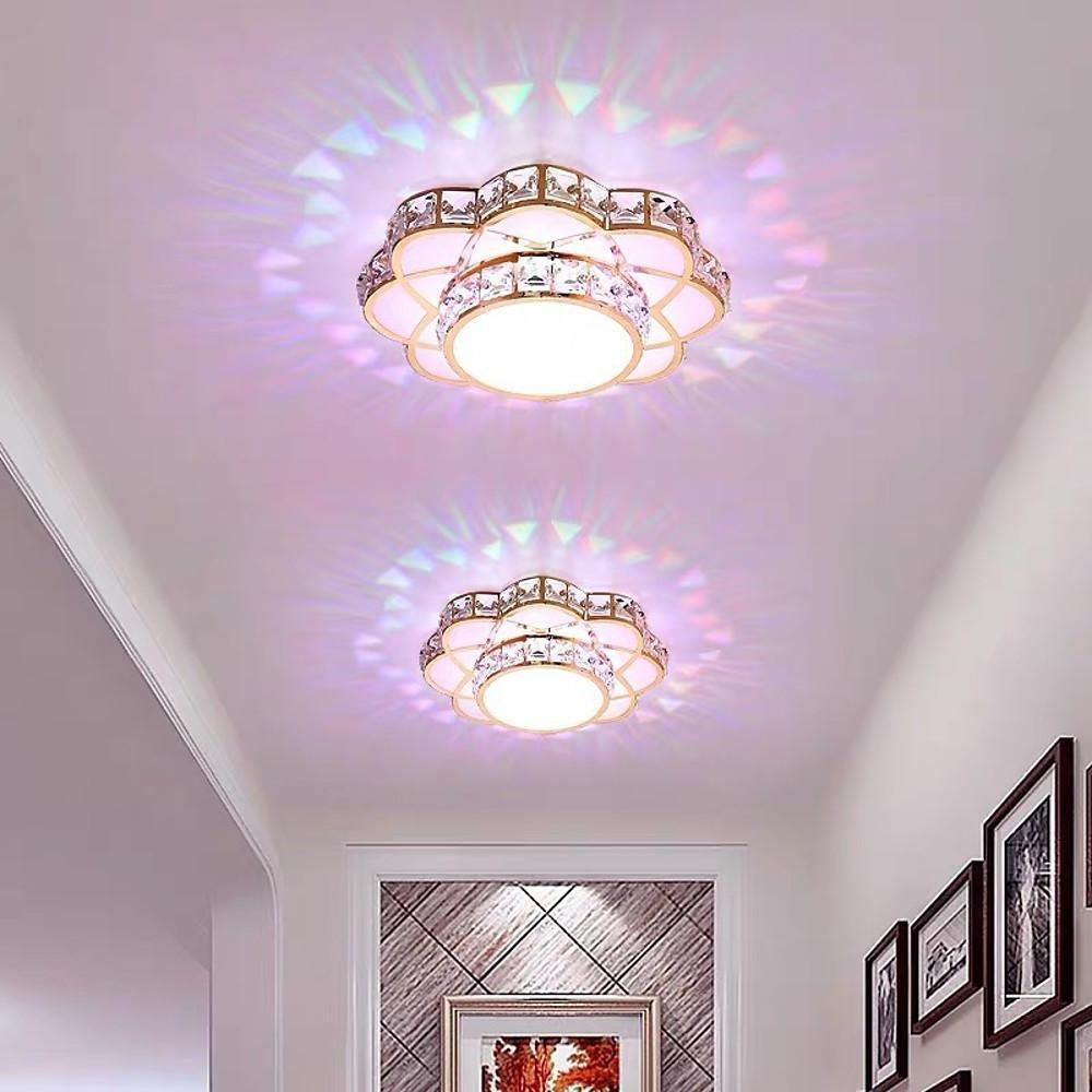 Flower Effect Metal Crystal LED Flush Mount Ceiling Light