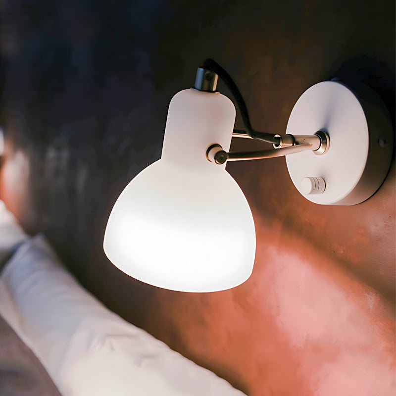 Creative 235° Rotatable White Glass Shade Nordic Wall Lamp