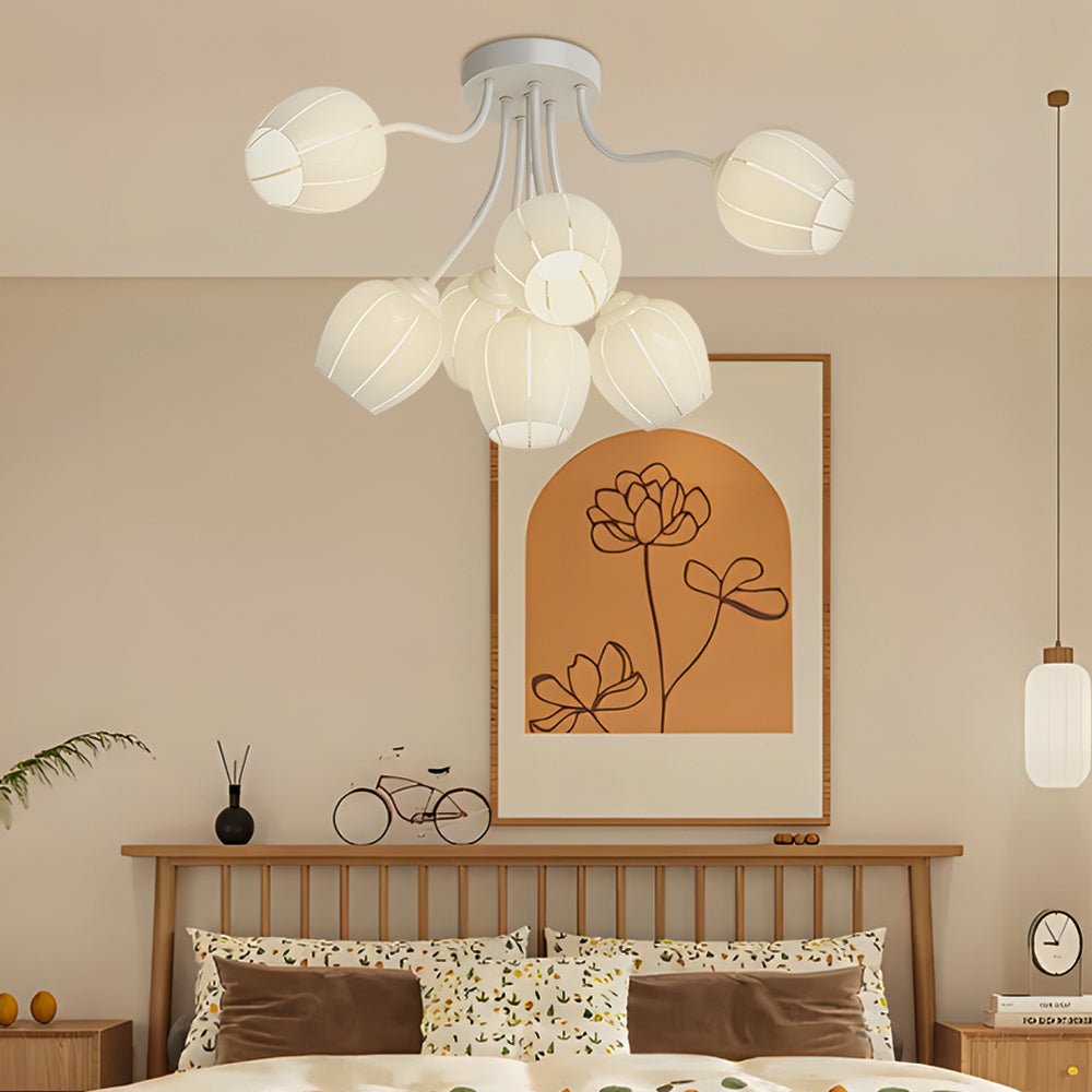 Orchid Flower Chandelier with 3-Step Dimming, 7 Lights