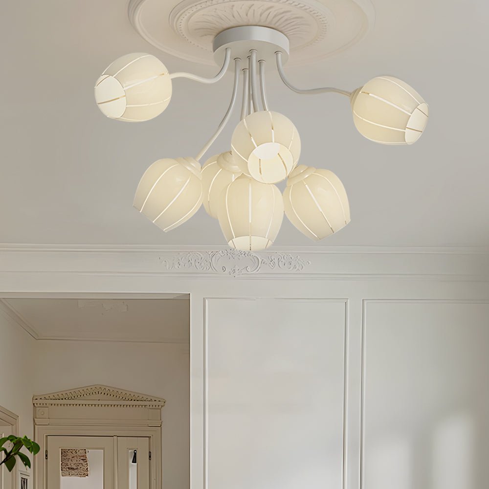 Orchid Flower Chandelier with 3-Step Dimming, 7 Lights