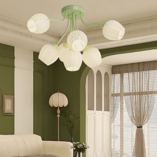 Orchid Flower Chandelier with 3-Step Dimming, 7 Lights