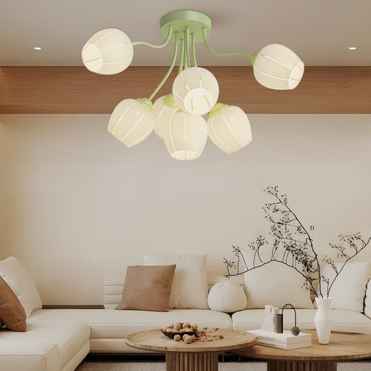 Orchid Flower Chandelier with 3-Step Dimming, 7 Lights