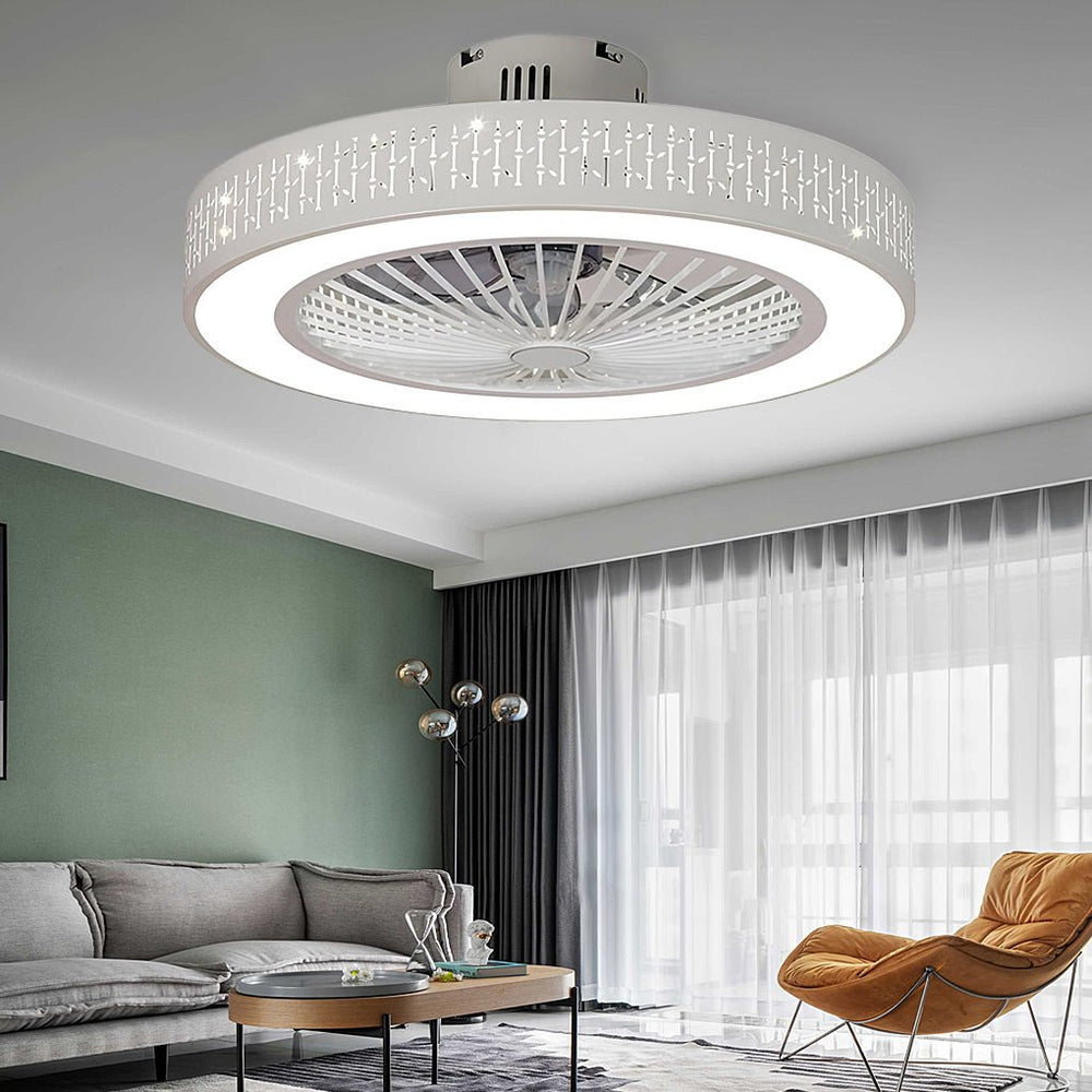 Creative Nordic Bladeless LED Ceiling Fan with Chandelier Design
