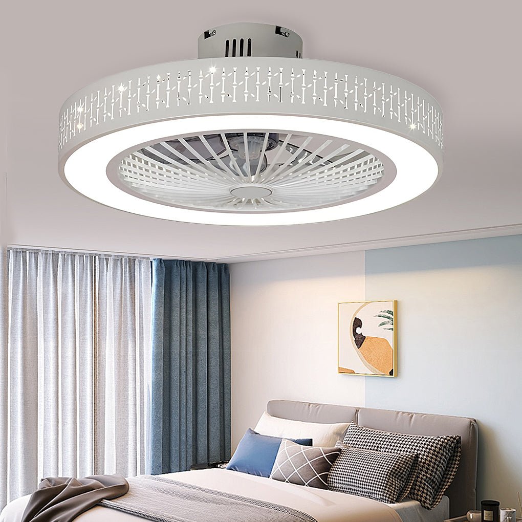 Creative Nordic Bladeless LED Ceiling Fan with Chandelier Design