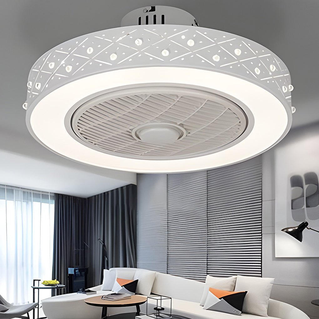 Creative Nordic Bladeless LED Ceiling Fan with Chandelier Design