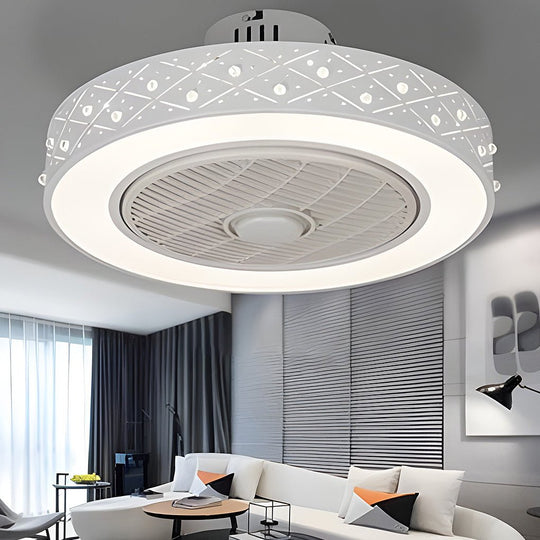 Creative Nordic Bladeless LED Ceiling Fan with Chandelier Design