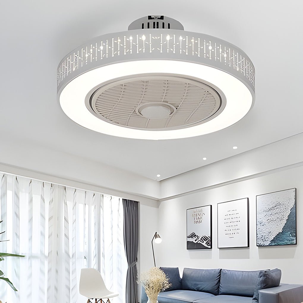 Creative Nordic Bladeless LED Ceiling Fan with Chandelier Design
