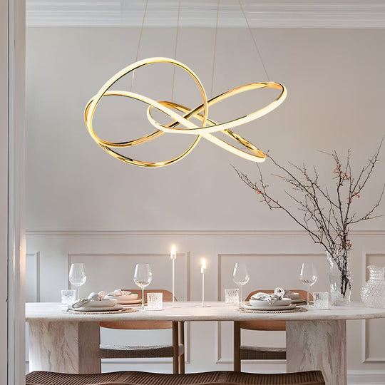 Creative Circular Curved Lines LED Chandelier – 3-Step Dimming