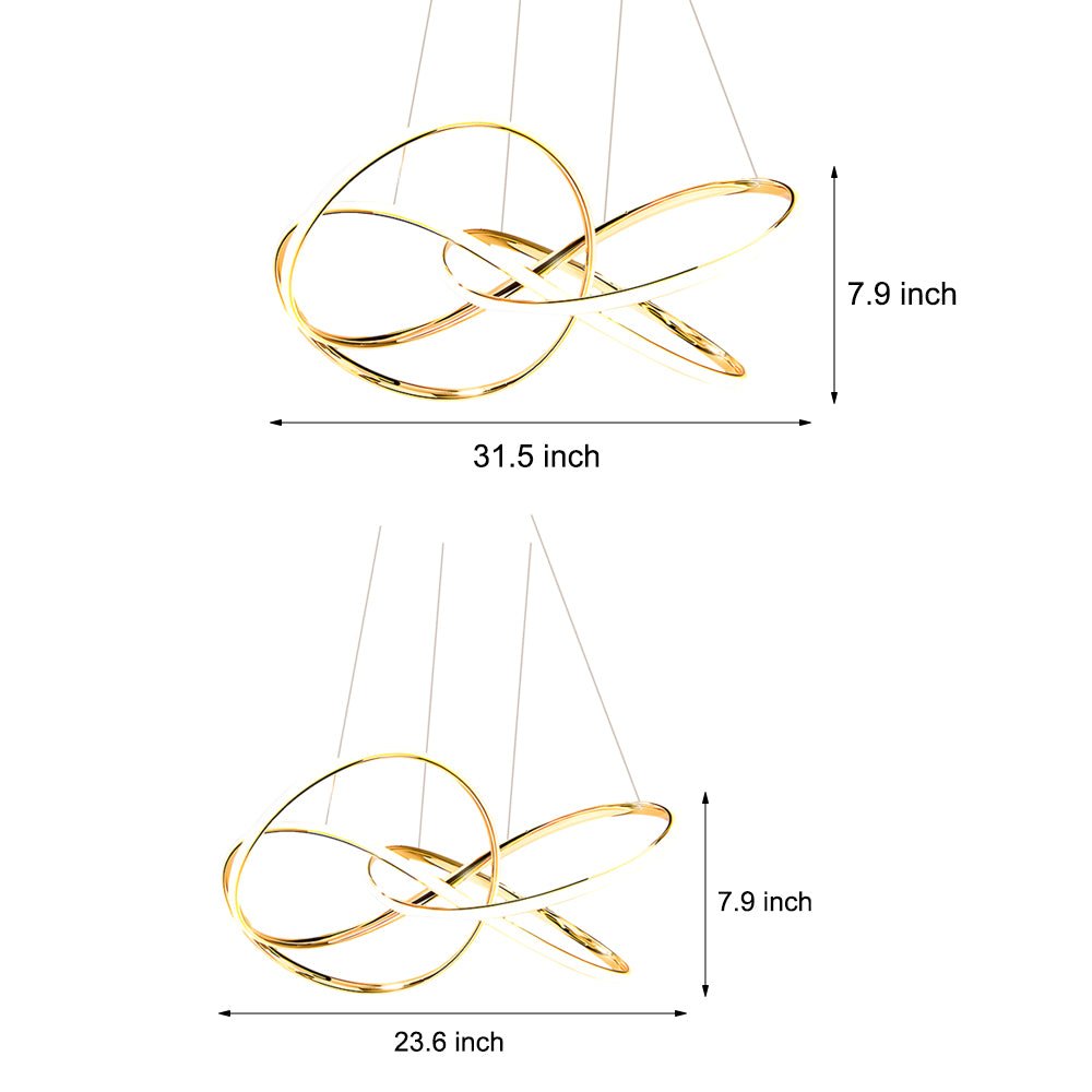Creative Circular Curved Lines LED Chandelier – 3-Step Dimming