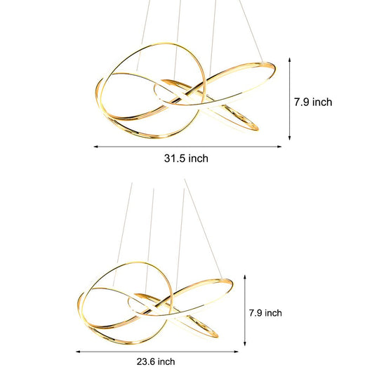 Creative Circular Curved Lines LED Chandelier – 3-Step Dimming