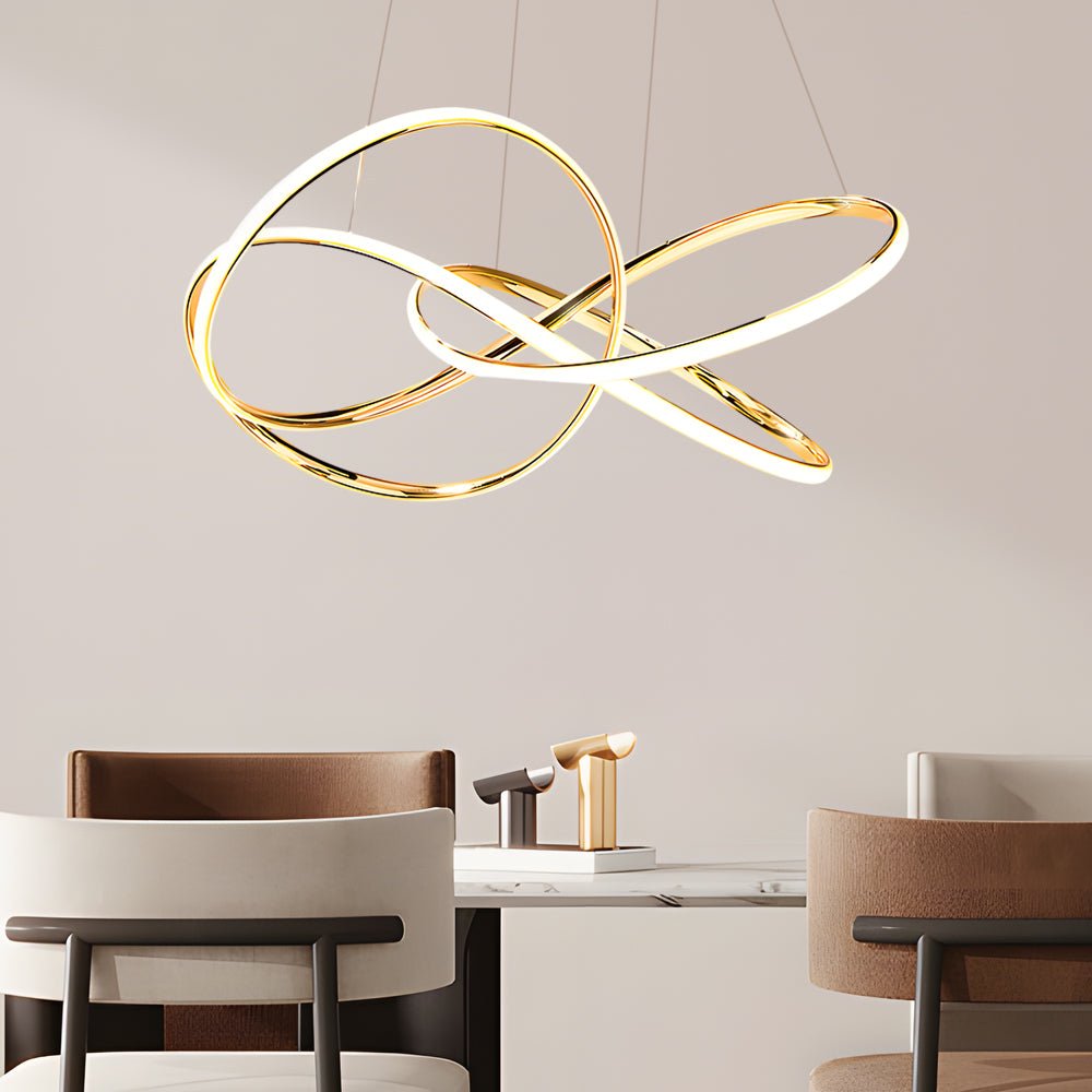 Creative Circular Curved Lines LED Chandelier – 3-Step Dimming