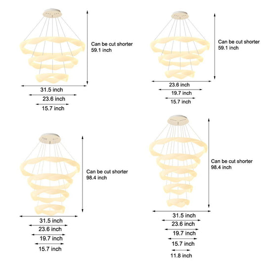 Modern Designer Ring LED Chandelier – 1/2/3/4/5 Rings