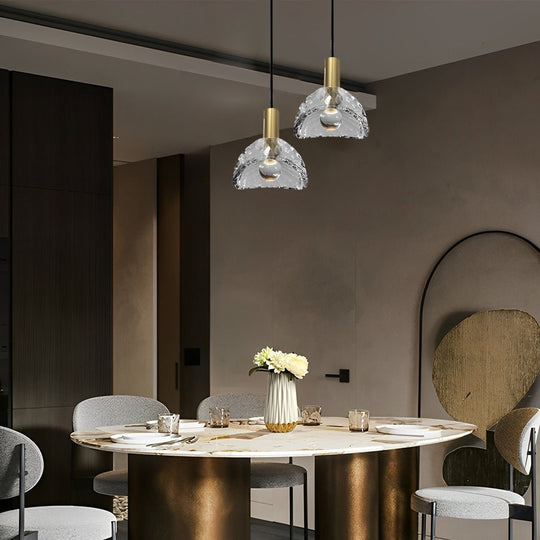 Creative Crystal Shade LED Copper Minimalist Modern Pendant Light Fixture