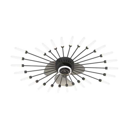 Creative Flower Mute Three Step Dimming Nordic Ceiling Fan with Lights