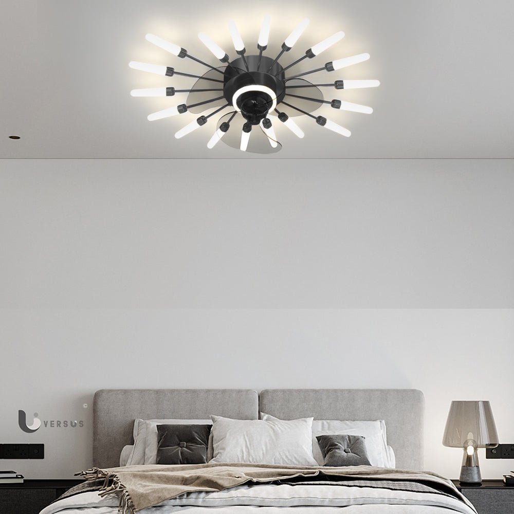 Creative Flower Mute Three Step Dimming Nordic Ceiling Fan with Lights