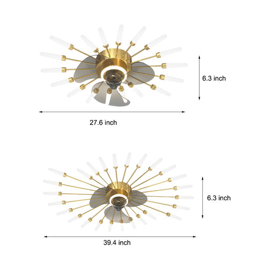 Creative Flower Mute Three Step Dimming Nordic Ceiling Fan with Lights