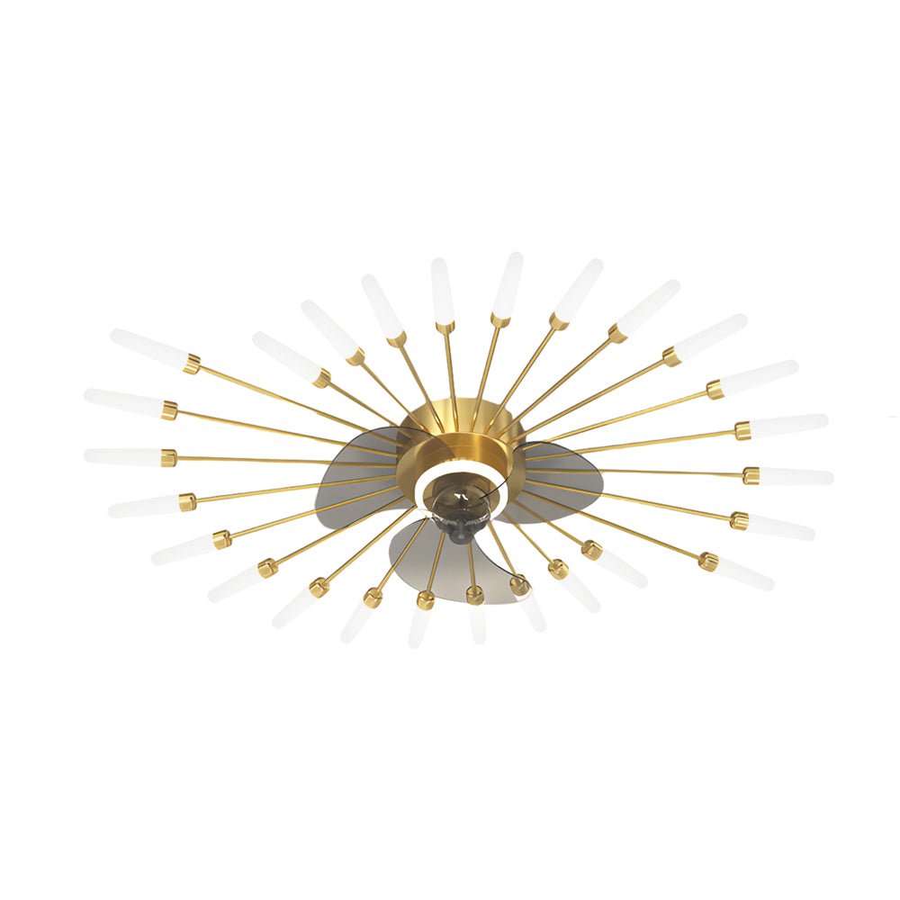 Creative Flower Mute Three Step Dimming Nordic Ceiling Fan with Lights