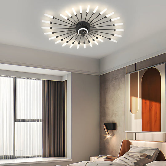 Creative Flower Mute Three Step Dimming Nordic Ceiling Fan with Lights