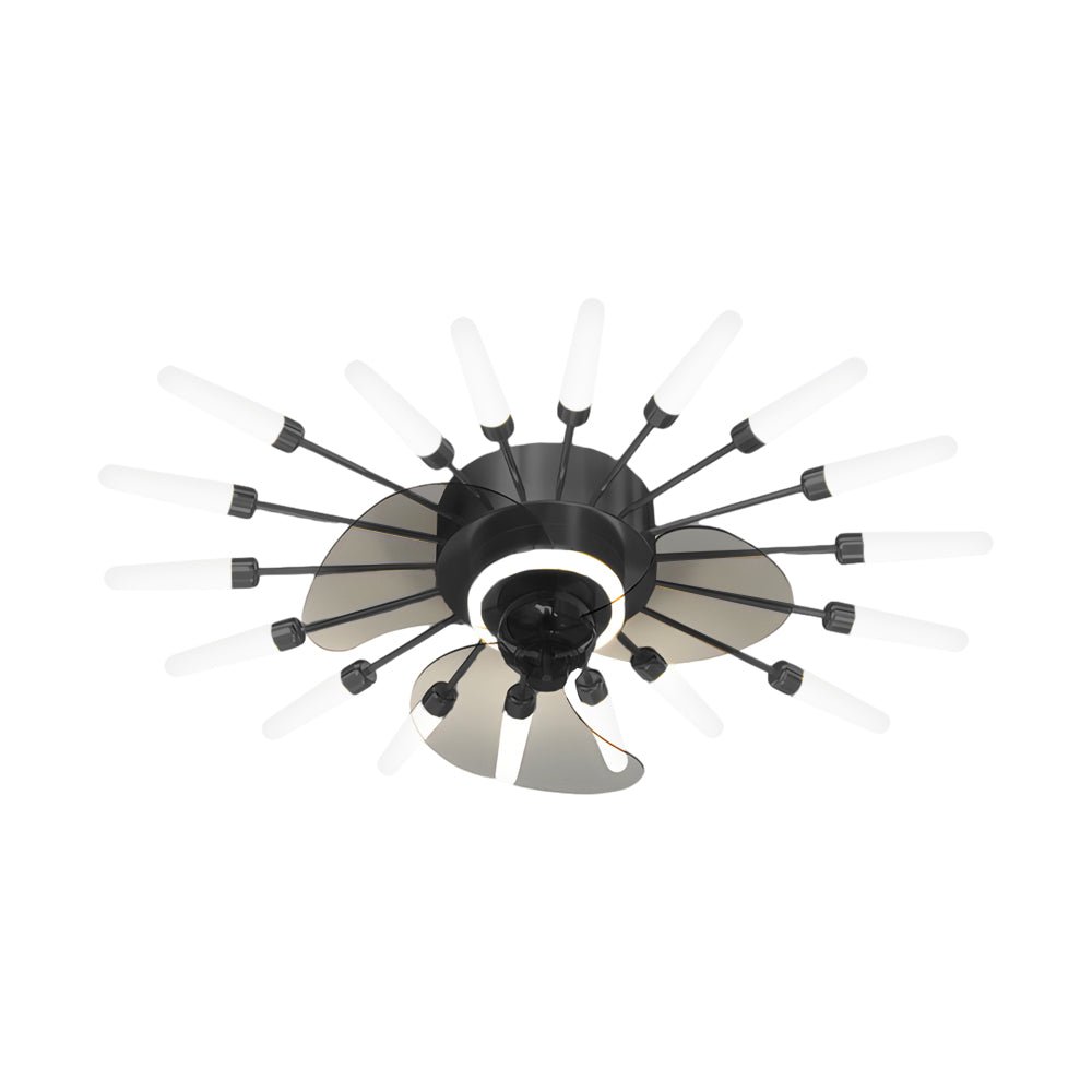 Creative Flower Mute Three Step Dimming Nordic Ceiling Fan with Lights