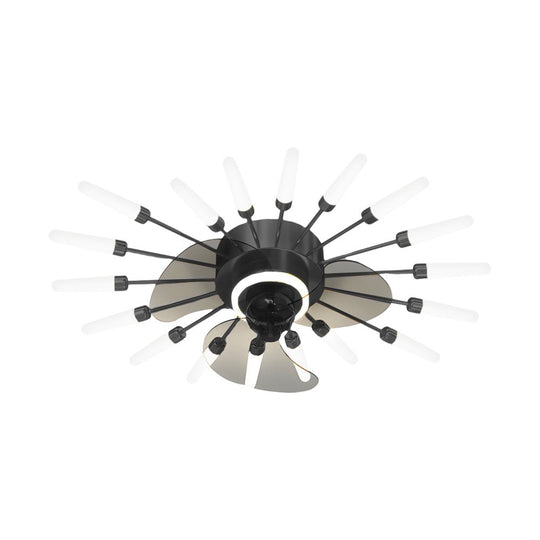Creative Flower Mute Three Step Dimming Nordic Ceiling Fan with Lights