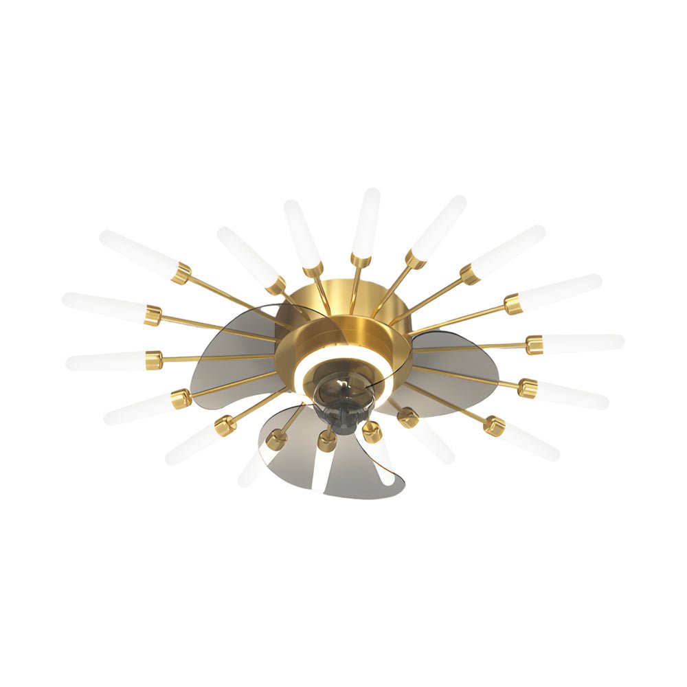 Creative Flower Mute Three Step Dimming Nordic Ceiling Fan with Lights